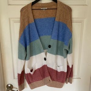 Color Striped Cardigan Sweater